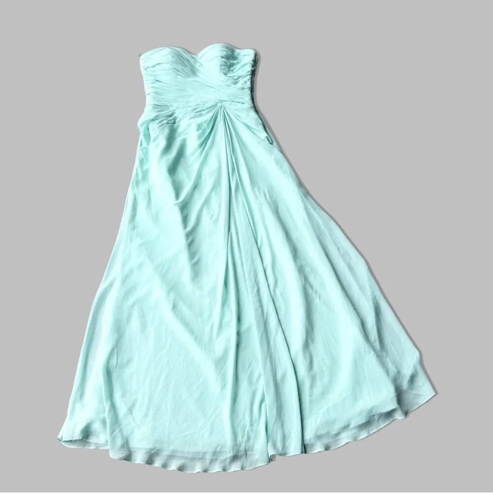 Bill Levkoff Chiffon Strapless Sweetheart NecklinePleated Bodice Maxi Dress - Picture 1 of 14